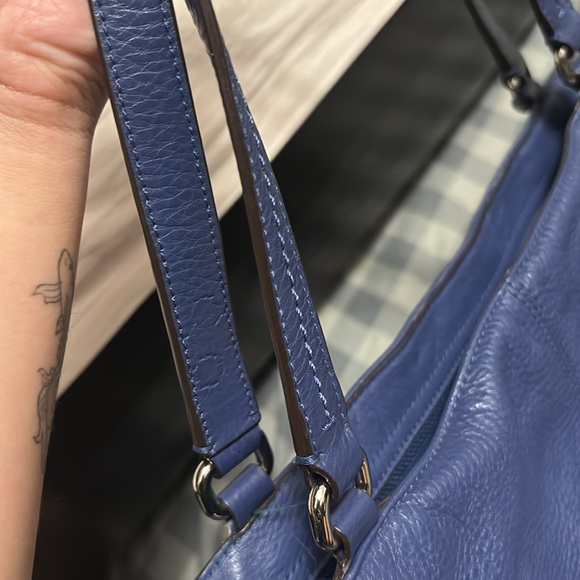 Coach Large Park Carrie Blue Pebbled Leather Bag Satchel Purse Tote Slate F23284 - Picture 10 of 11